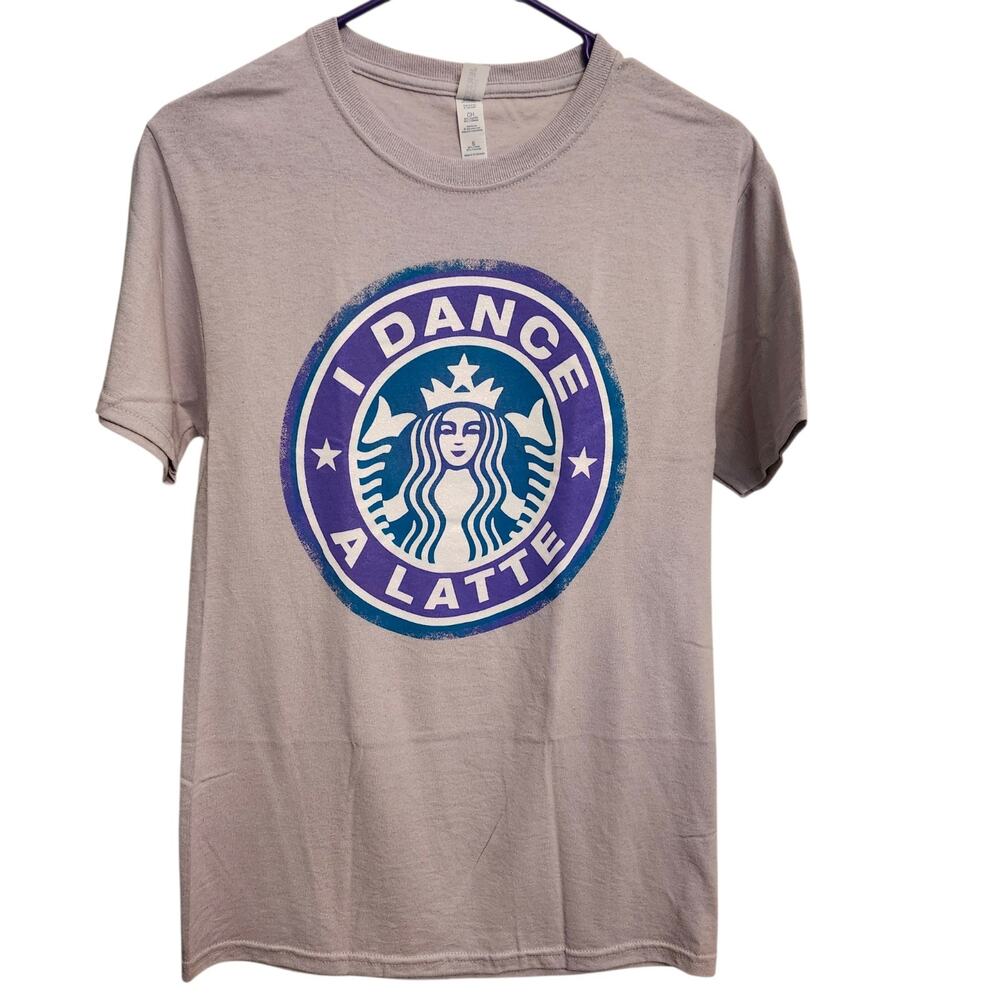 NWOT Starbucks Gray Graphic Tee Siren Logo I Dance A Latte Sz S Dancer Fuel